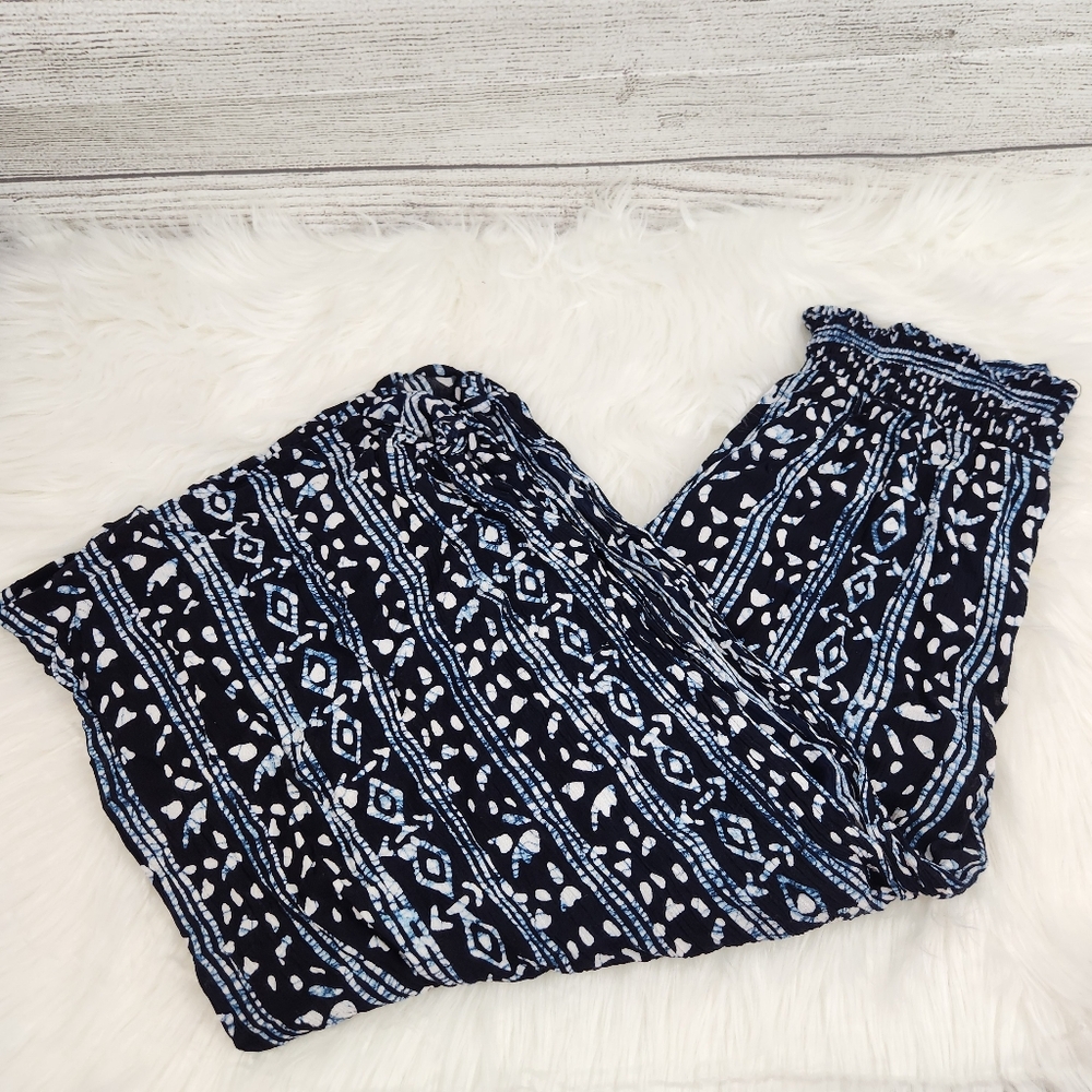 Free People Elena Wide Leg Crop Pants Boho Elastic Waistband - Picture 3 of 7